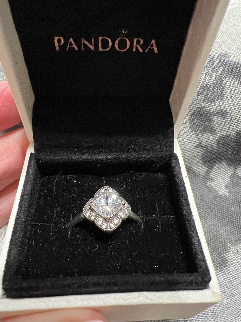 Pandora Silver Ring with Sparkling White Stones